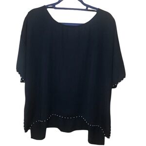 H&M size large black studded top open back oversized 3/4 sleeves